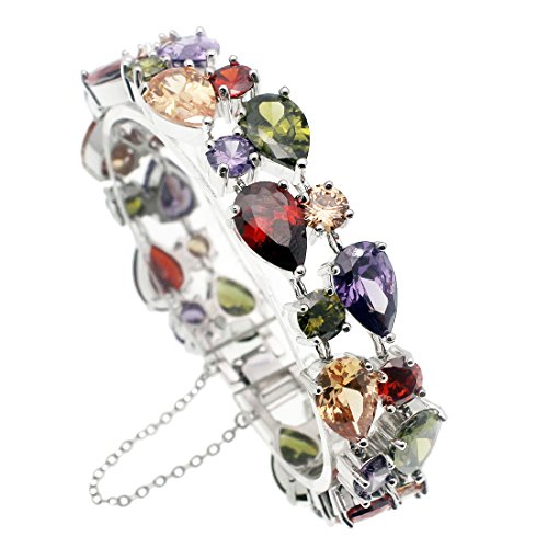 Women Bracelet Gemstone Peridot Amethyst Garnet Morganite Links Bracelets Bridal Jewelry (Bracelet 7 Inch)