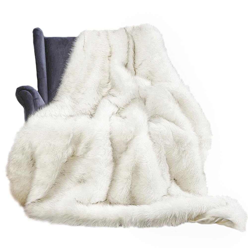 Touchat Ridgeline Coperta In Finta Pelliccia Ultra Morbida – Reversibile, 127x152 Cm, Beige/Crema, Calda E Spessa Per Inverno - 3