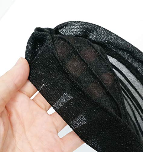 Getacota Pleated Glitter Turban For Women Stretchy Hat Beanie Headwrap Knot Twist Elastic Chemo Slip On Cap Headwear Accessories (Black) #TOP2
