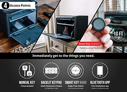 Vaultek MX Bluetooth Safe High Capacity Smart Keypad Handgun Safe Multiple Pistol Storage Smart Safe with Auto-Open Door and Rechargeable Battery (Non-Biometric+Bluetooth)(Black)