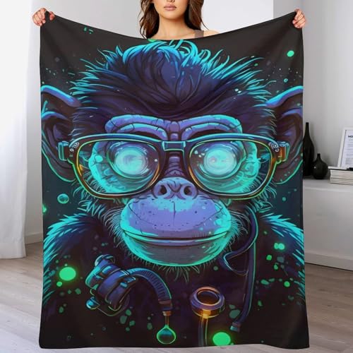Manta de forro polar para sofá de 100x130 cm con diseño de mono 2