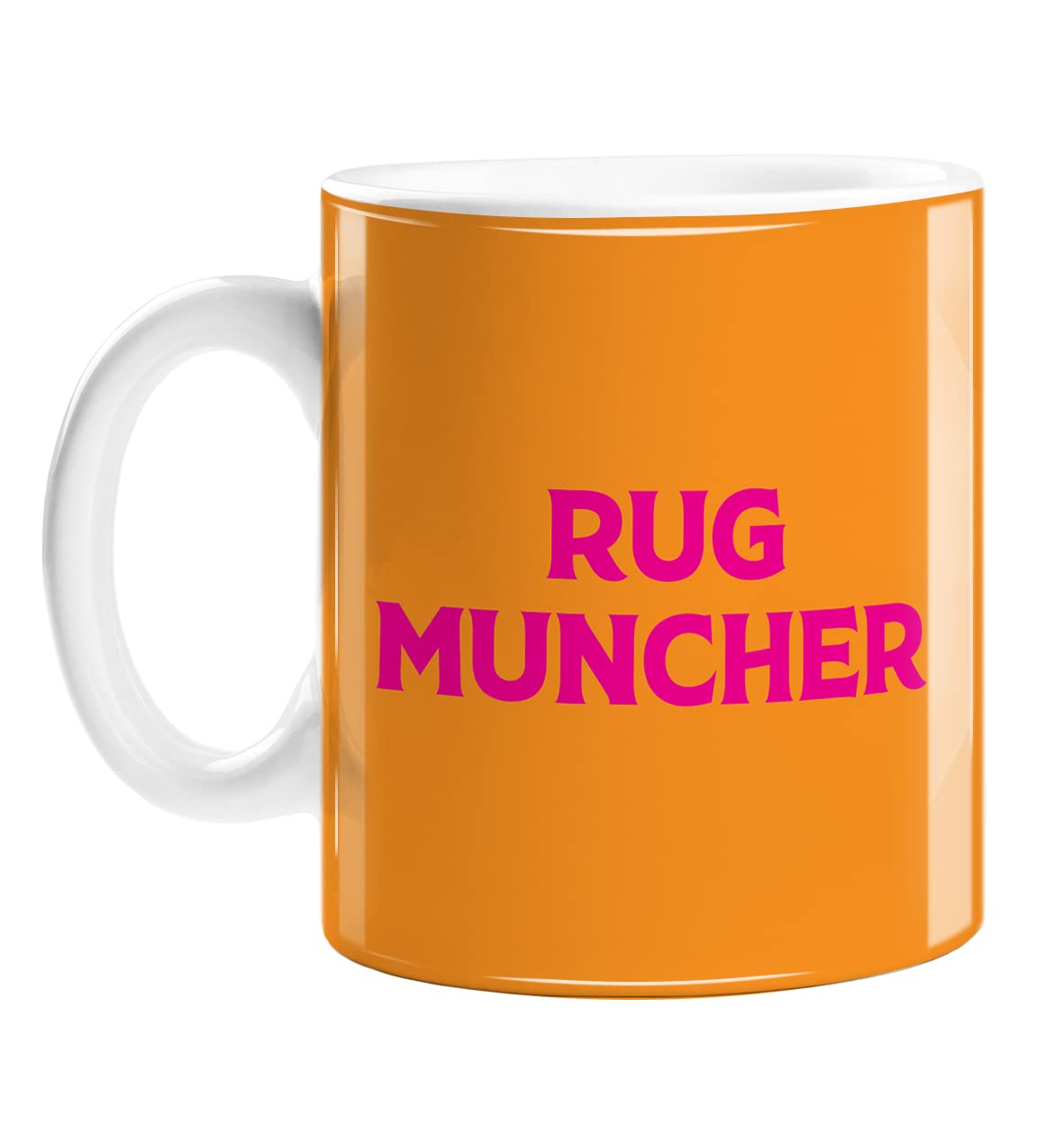Rug Muncher Mug | Bright Pink and Orange Mug, LGBTQ+ Housewarming Gift for Her, Outrageous Novelty Gift for Lesbian, Muffin Muncher