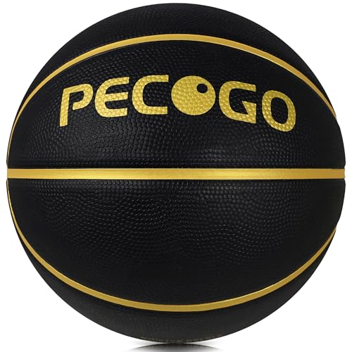 PECOGO Official Rubber Basketball 25.5" Outdoor Indoor Mens Basketball Ball Size 4 Black for Kids Youth Teen Boys and Girls Gift Ideas(Without Pump) - image 3