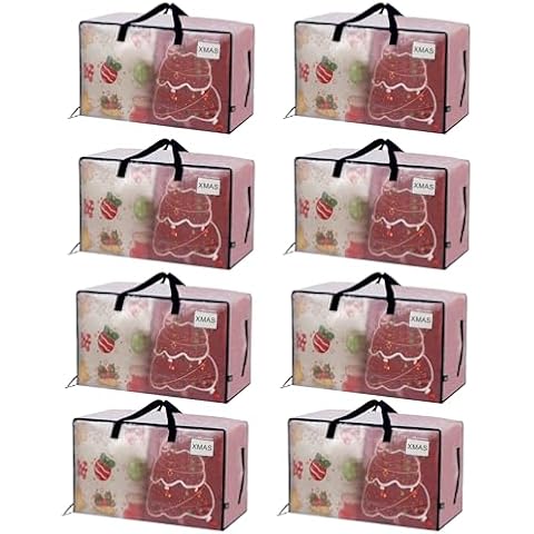VENO 8 Pack Moving Bags and Large Christmas Decoration Storage Bins with lids. Alternative to Moving Boxes, Packing Supplies for College. Extra Large Heavy Duty Totes (Clear, 8 Pack) Cover