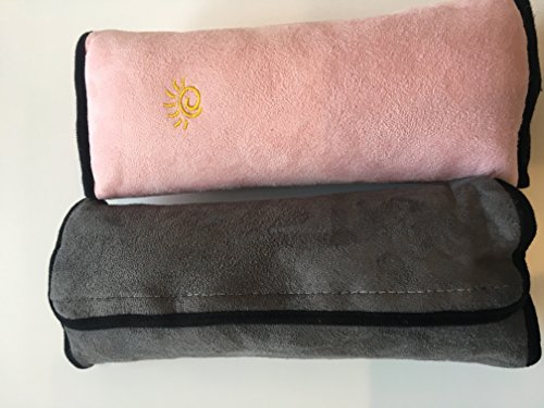 Image of Car Seat Belt Pillow 2 Pack Kids /Adult Child Headrest Seatbelt Travel Neck Support-Pink /Grey