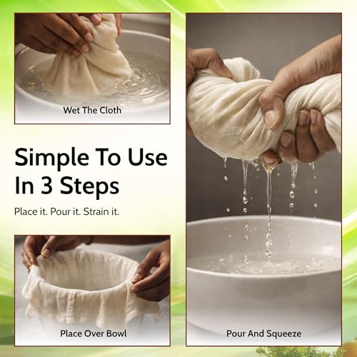 Image of Clazkit Muslin Cheese Cloth Bag - Reusable Straining & Filtering Cloth for Paneer, Juice, Nut Milk & Ice Cream, Size - 10 x 12Inches - Pack of 6
