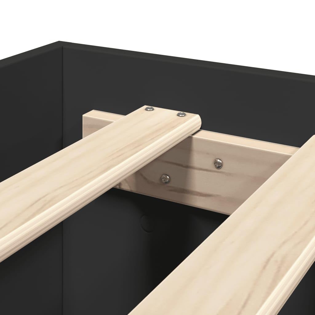 Bettgestell Schwarz 120 x 190 cm mit Stauraum und Lattenrost Modernes Design aus Holzwerkstoff für Jugendzimmer Erstwohnung und Gästezimmer