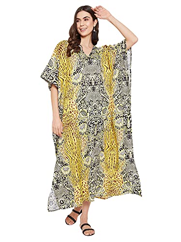 Image of Oussum Women Kaftan Plus Size Polyester Summer Lightweight Caftan Swimsuit Cover Ups Maxi African Mumu Lounge House Dress