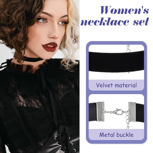 6Pcs Black Velvet Choker, Black Choker Necklaces for Women Layered Classic Choker Necklace Adjustable Gothic Collar Necklace for Women Dancing Halloween Birthday Party Cosplay2