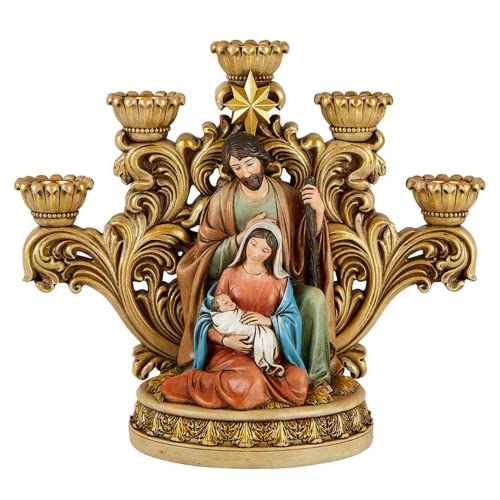 Needzo Resin Nativity Star Advent Candleholder Holy Family Religious Christmas Figurine for Indoor Christmas Decorations for Home 1025 Inch