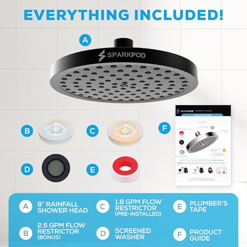 SparkPod Rain Shower Head, 8 Inch Square, Vintage Oil-Rubbed Bronze Finish - image 9