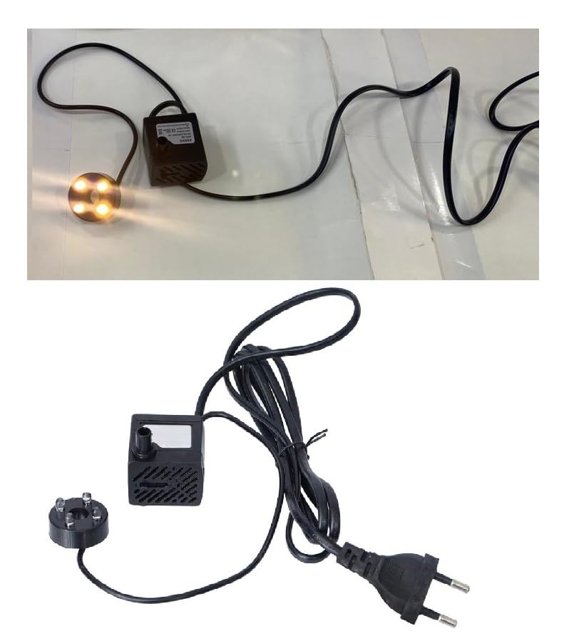 Asian Pumps & Machineries 3W Indoor Fountain Water Pump with Yellow LED Light for Showpiece, Tabletop, Indoor Fountain, Fish Tank Head 1.8-2 ft Flow 180 L/hr 220V (B0C96FMYG2) Amazon Price History, Amazon Price Tracker