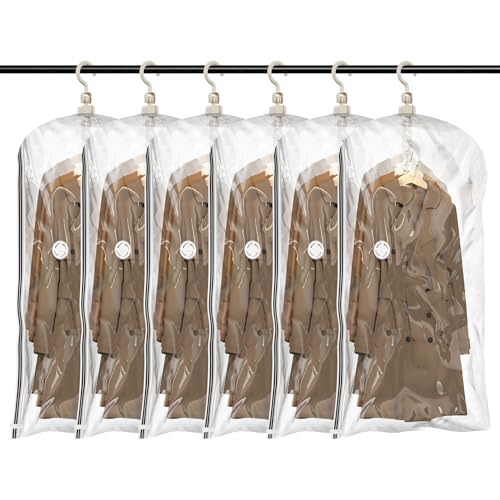 TAILI Sacchetti Sottovuoto da Appendere Buste Sottovuoto Vestiti Sacchetti con Gancio per Abiti, Conservazione di Giacche - sacchetti sottovuoto salvaspazio per la casa e i viaggi 6 Jumbo-Blu