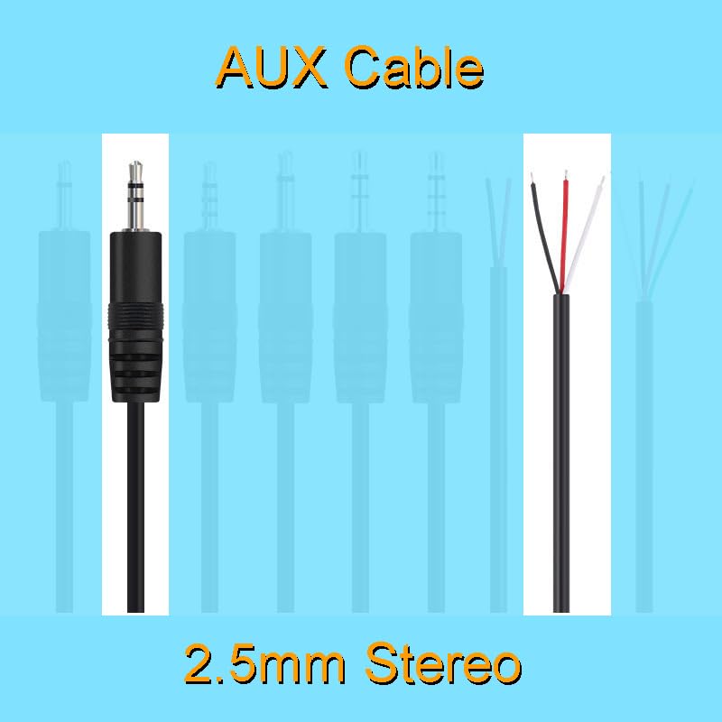 Cable de audio 2.5mm TRS macho a cable abierto 0.25m 2 piezas miniatura 3