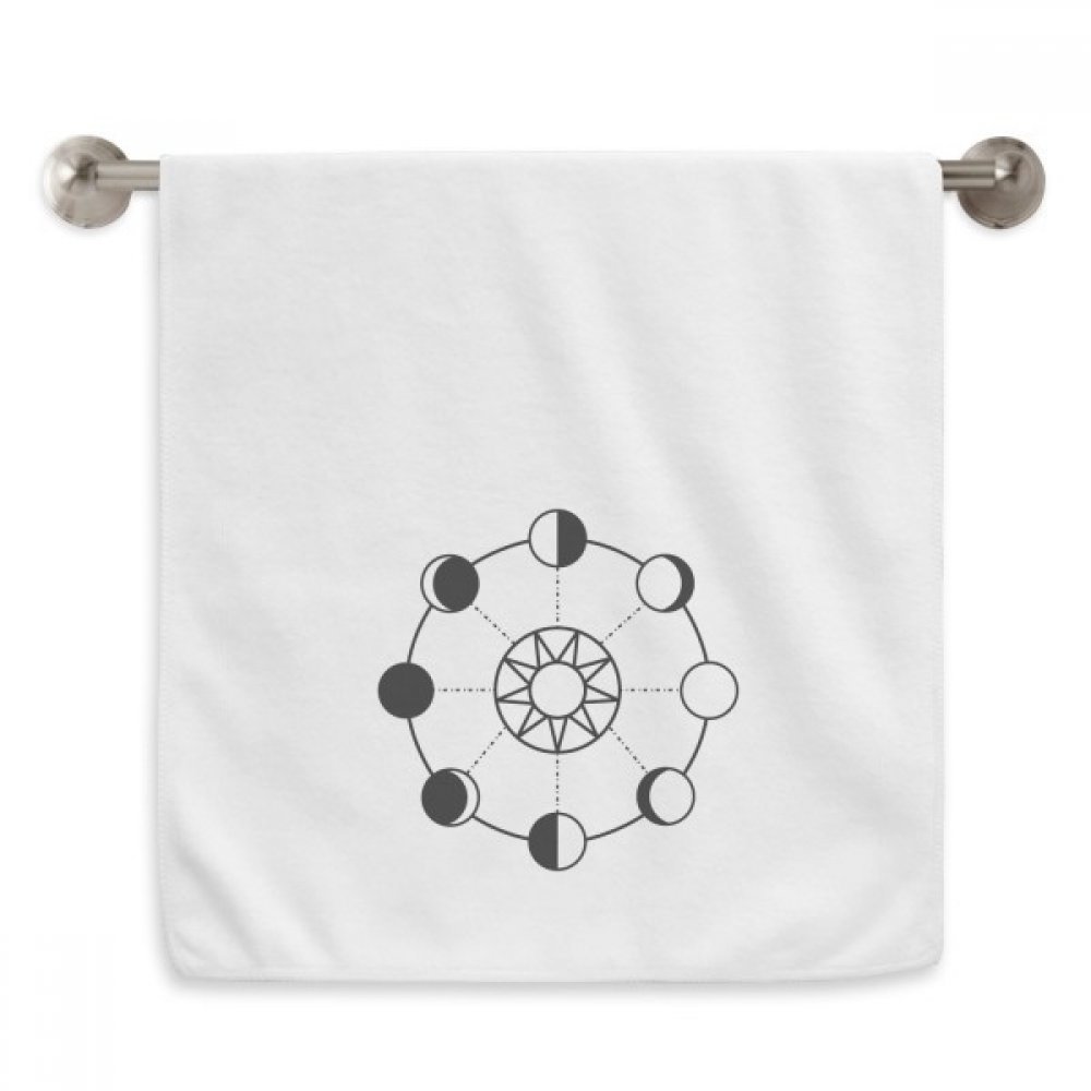 Serviette de toilette Motif Totem Sun Moon fini moelleux linge de bain blanc de qualité