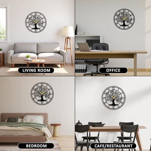 Image of Auromin Aesthetic Stylish Metal Wall Clock for Living Room & Bedroom | Big Size Decorative Modern Wall Watch for Home Office | Designer Antique Clock for Hall, Drawing Room & Interior Wall Decoration
