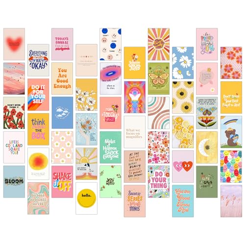Image of Paper9store Pack Of 50 Aesthetic Wall Collage Kit - 4?6 Inches Self Adhesive Wall Posters For Bedroom, Living Room, Office A6 Size (Positive)