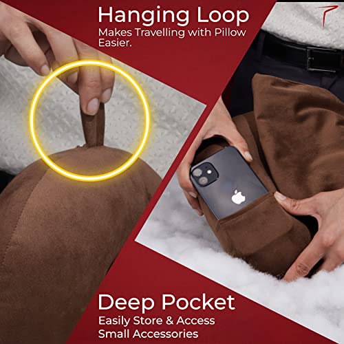 Image of Trajectory Travel Neck Pillow Rest Cushion with Hood for Comfort Sleep and Travel in Plane Flight Car Train Airplane for Orthopedic Cervical Pain (Neck Pillow with Cap Brown)