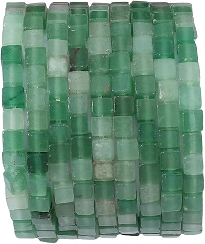 Cuentas de piedra cuadrada de aventurina verde natural de 0.156 x 0.157 pulgadas, 85 cuentas de piedras semipreciosas sueltas para diseño de joyería