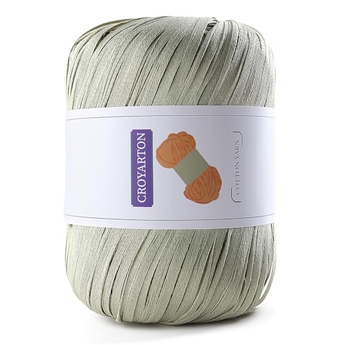 Image of Raffia Yarn for Crochet, Soft Cotton Yarn for Crocheting Summer Beach Bag /Hat, 114 Yards /1.76 Ounce Ribbon Paper Yarn for Beginners DIY Hand Knitting Handbag(Matcha Green)