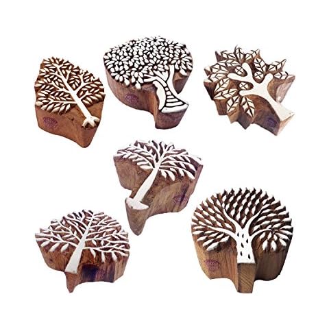 Pottery Printing Blocks Stylish Tree Pattern Wooden Stamps (Set of 6) Cover