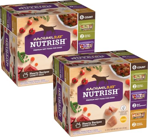 Nutrish Hearty Recipes Wet Dog Food Variety Pack, 8 oz. Tubs (Rachael Ray) - image 1