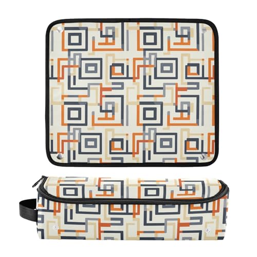 Bolsa organizadora de viaje para herramientas de cabello con diseño geométrico y mármol, resistente al calor, para planchas, rizadores y accesorios de cuidado capilar, bolsa portátil miniatura 3