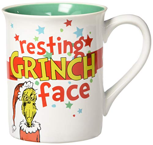 Department 56 Resting Grinch Face Stoneware Mug, 1 Count (Pack of 1), Multicolor