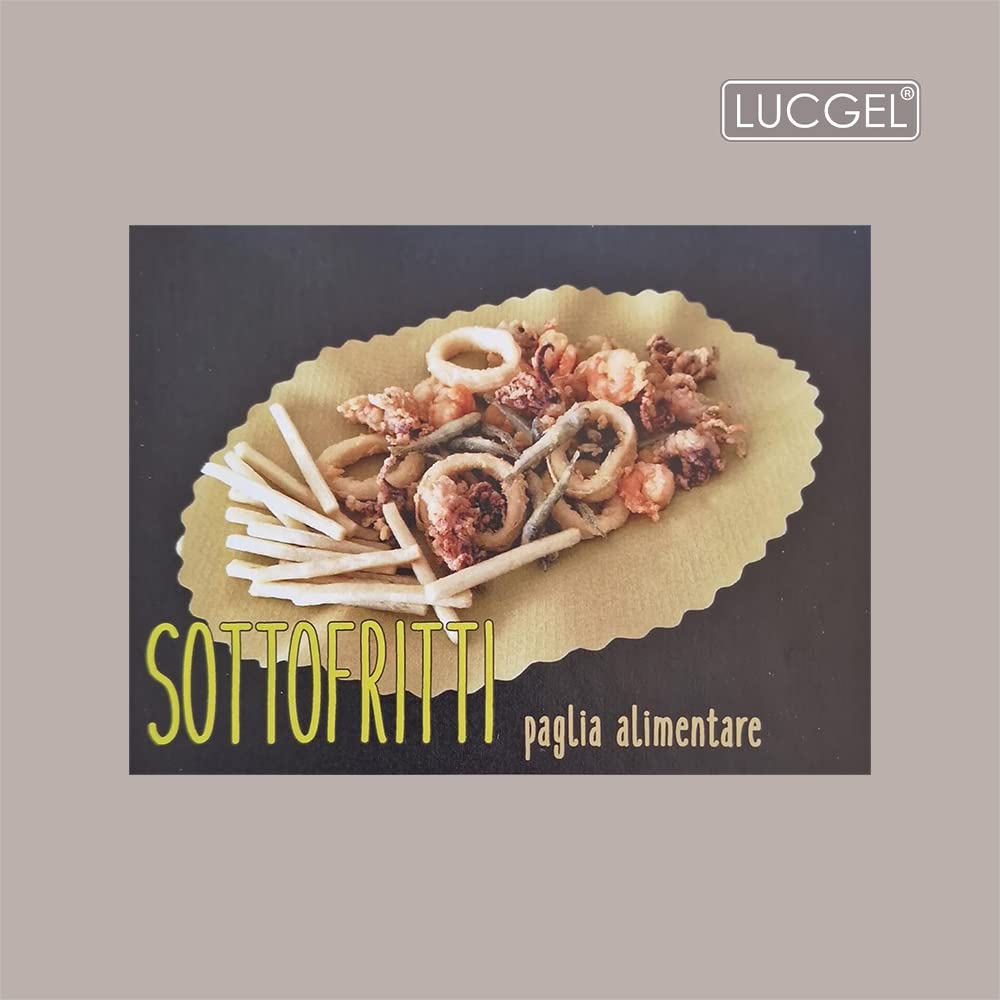 Lucgel Sottofritti Ovali in Carta Paglia Gialla Alimentare Goffrati Antigrasso 33x48 cm - 150 pezzi -