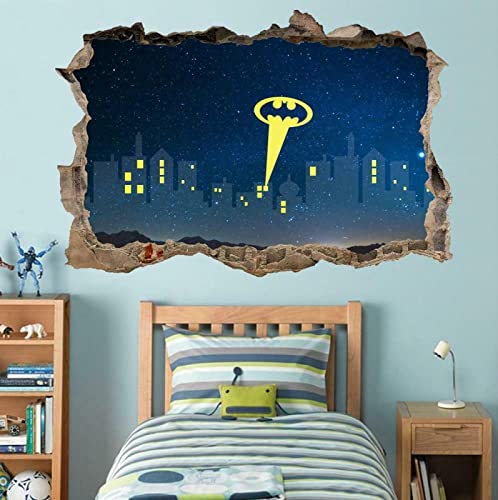 Gotham City At Night Rompió la etiqueta de la pared Etiqueta de la pared Batman Super Hero Art H170Pegatinas de pared autoadhesivas