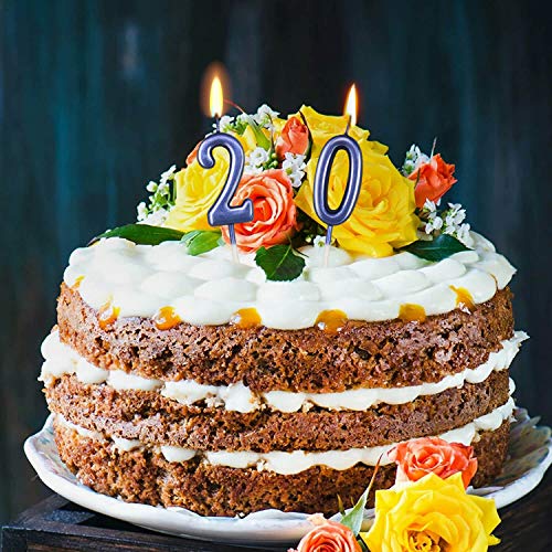 image for Beanlieve Blue Numeral Birthday Candles - Cake Numeric Candles Number 