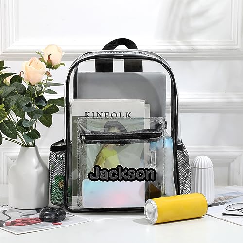 Personalized Name Clear Backpack, Heavy Duty PVC Clear Backpack,Custom Name Transparent Backpack,Personalized Monogram backpack, Travel Bags, Style-014