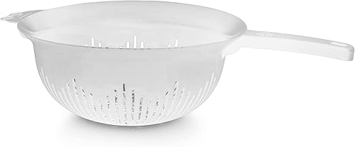 YBM Home Colador de plástico de 9.75 pulgadas con mango largo, hecho de plástico seguro para alimentos, sin BPA, uso para pasta, fideos, espaguetis,