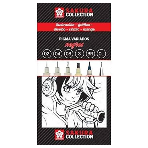 Sakura - Set Completo De Cinco Rotuladores Negros Pigma Diferentes Versiones Y Un Portaminas Multicolor