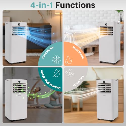 Image of SereneLife 10,000 BTU Portable Air Conditioner and Heater, Small AC with Dehumidifier and Fan, Mini AC Unit with 450 Sq. Ft. Coverage, Includes Remote Control and Window Mount Kit