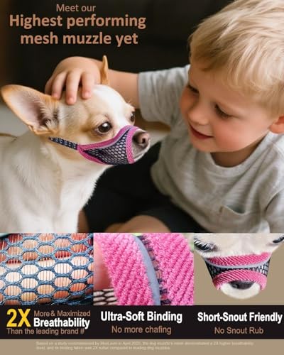 Hundemaulkorb, weiche Netzmaulkörbe für kleine Hunde, Chihuahua Shih Tzu Yorkie Pom, kurze Schnauze Mundschutz zum Bellen Beißen Fellpflege, atmungsaktiv, verstellbarer Welpenmaulkorb (Deep Black, XXS