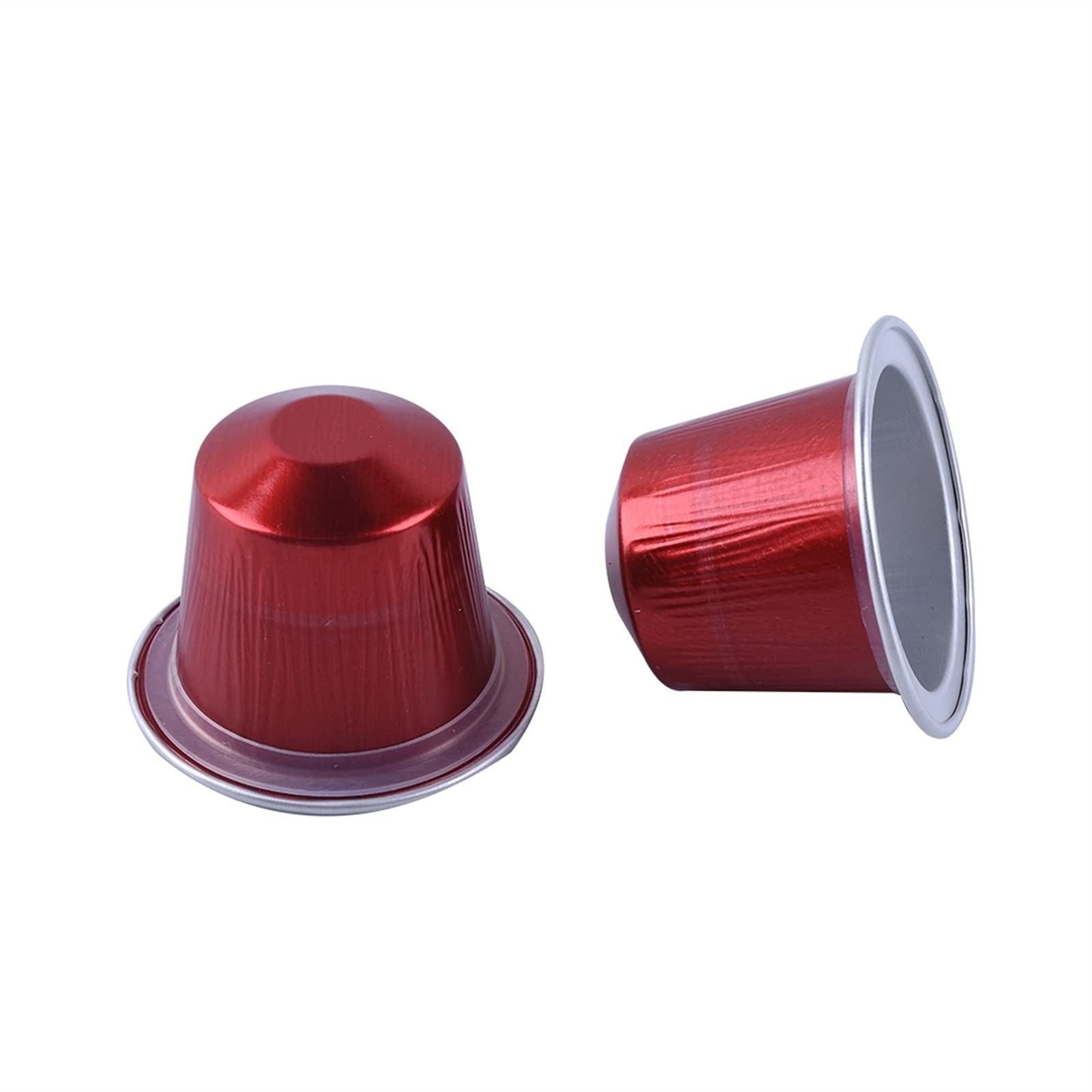 100 cápsulas de café de papel de aluminio para máquinas Nespresso con tapas autoadhesivas, accesorios de cápsulas rojas