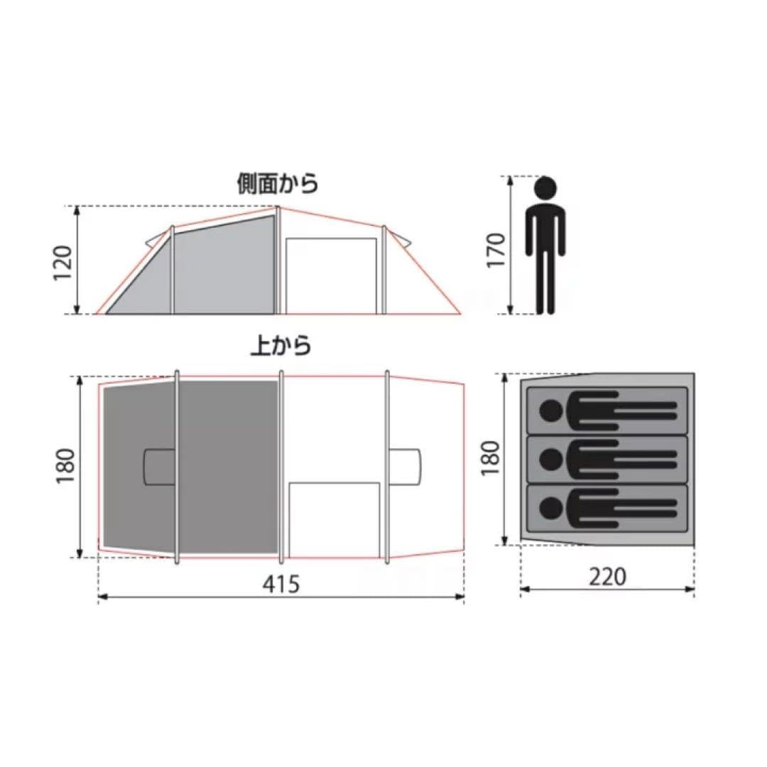 Amazon.co.jp: 未開封 イグニオ ドームテント 3人用 トンネル型