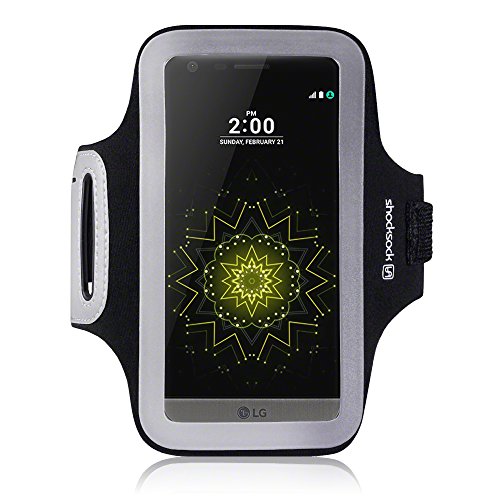 LG G5 Case, Shocksock [Reflective] [Black] LG G5 Armband, Sports Gym Bike Cycle Jogging Armband with Dual Arm-Size Slots and Key Pocket Custom Made Case for LG G5 - Black