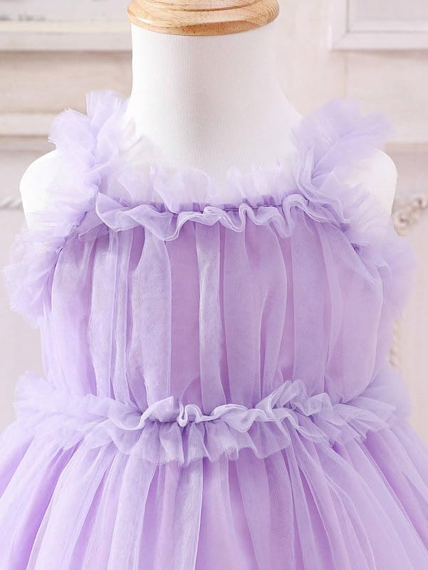 Image of Niren Enterprise Sleeveless Ruffle Sleeve Square Baby Girl Frock with Neck Boxer and net Flared | Frock Dress for Baby Girls