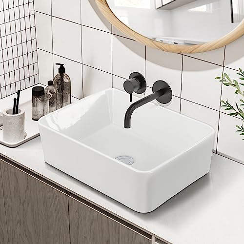 [neu.haus] Lavabo sobre Encimera Rectangular de CER?Mica para Mueble Bajo Muy F?CIL de Limpiar Resistente y Decorativo 40 x 30 x 13 cm - Blanco