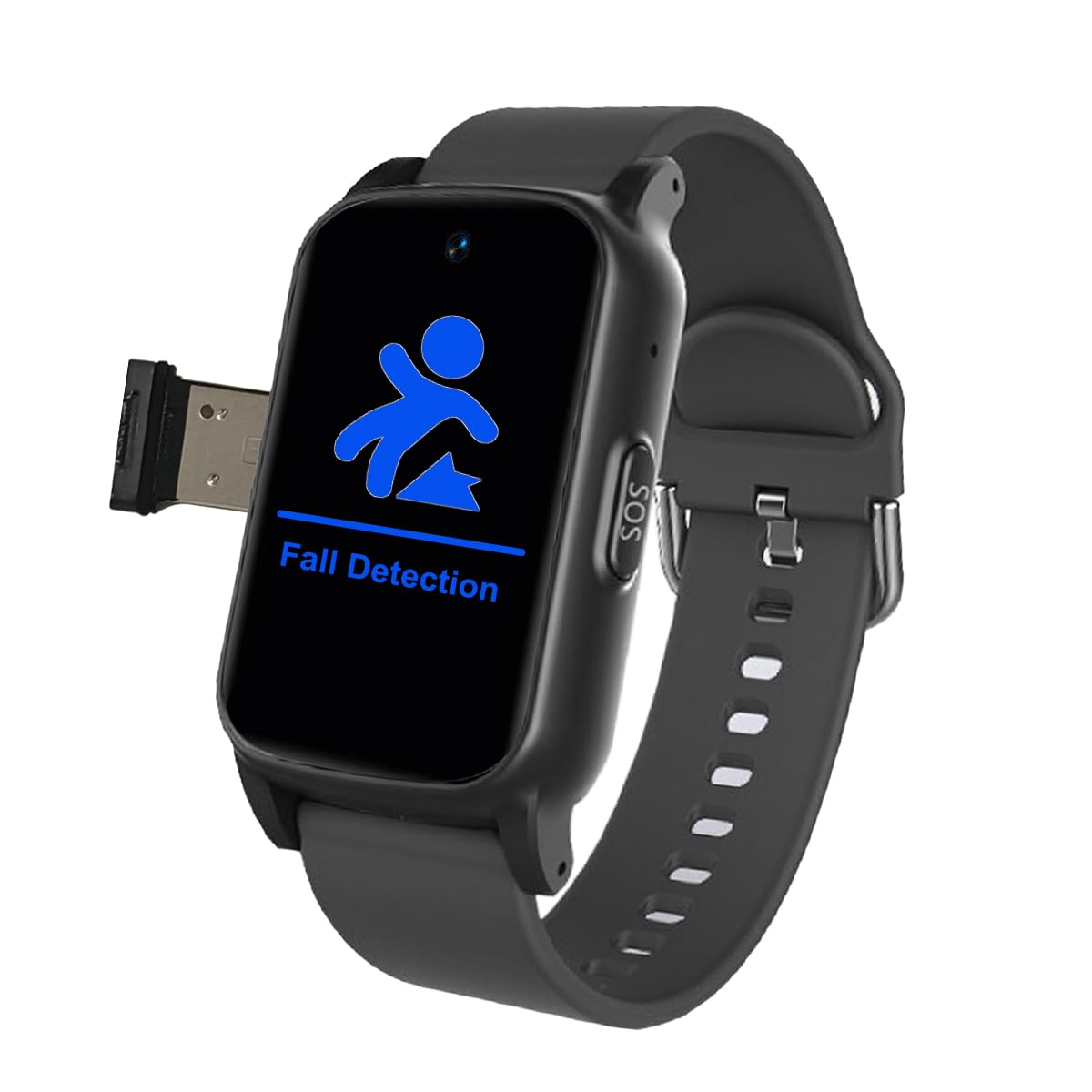 Montre de détection de chute avec traceur GPS et appel SOS, système d'alerte de vie pour personnes âgées, moniteur essentiel pour la démence et la maladie d'Alzheimer, design compact