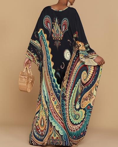 Image of Bsubseach Moo Moos for Women Batwing Sleeve Kaftan Dresses with Pockets