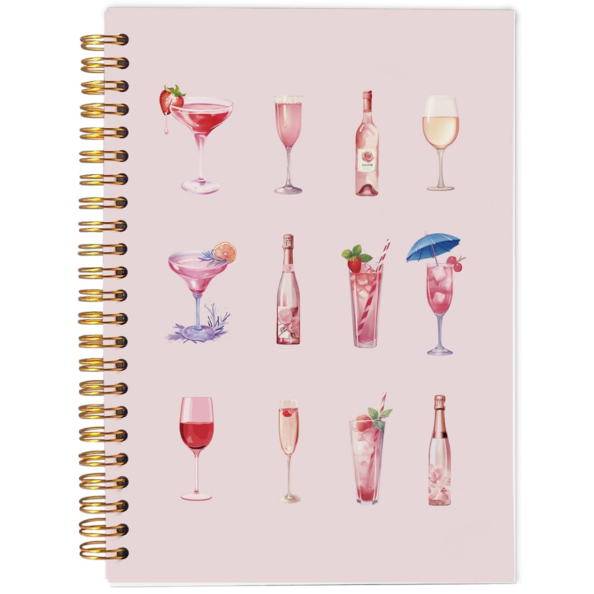 Carnet de notes rose champagne pour cocktail élégant et robuste pour passionnés de mixologie