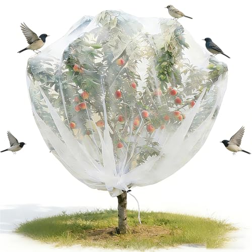 10ftx10ft Large Fruit Tree Netting Cover with Zipper & Drawstring, Garden Mesh Netting for Protecting Plants from Birds,Squirrels &Bug,Ultra Fine Weather Resistant Tree Netting