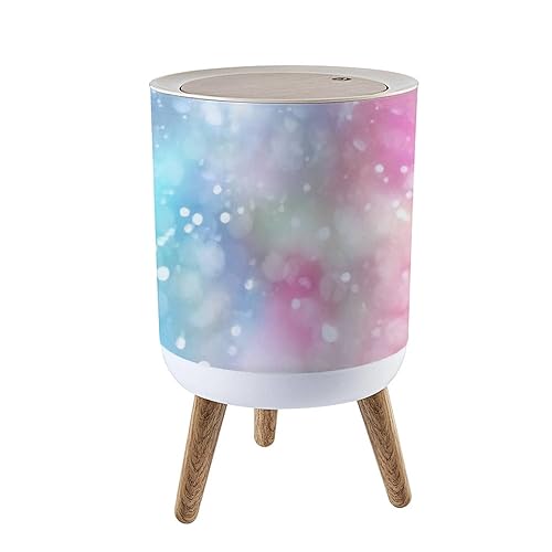 Bote de basura pequeño con tapa, estilo bohemio, arco iris, pastel, fondo con purpurina, efecto bokeh, colorido, papelera redonda, cubierta de Bote de basura pequeño con tapa, estilo bohemio, arco iris, pastel, fondo con purpurina, efecto bokeh, colorido, papelera redonda, cubierta de