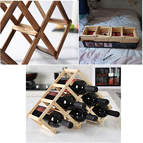 Soporte para 6 botellas de vino de madera natural miniatura 7