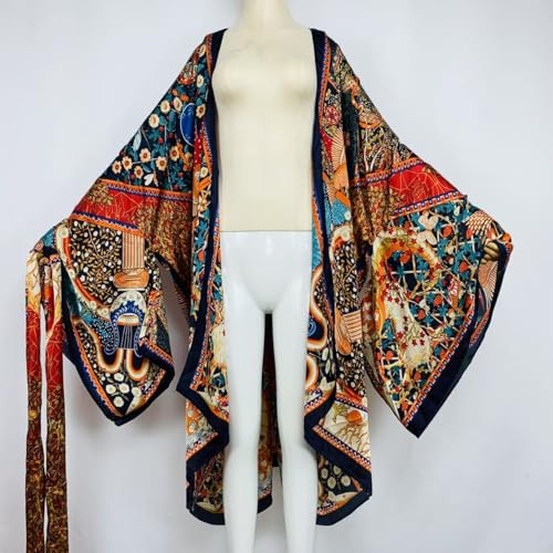Plus Size Summer Cover up Cardigan Fashion Sexy African Holiday Party Long Sleeve Silk Feeling Robe Kimono Kaftan3