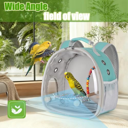 Image of Portable Parrot Travel Cage Carrier with Small Swing Toy&Cage Colorful Toys Set Small Bird Parakeet Bag with Standing Perch Bird Carry Transport Backack