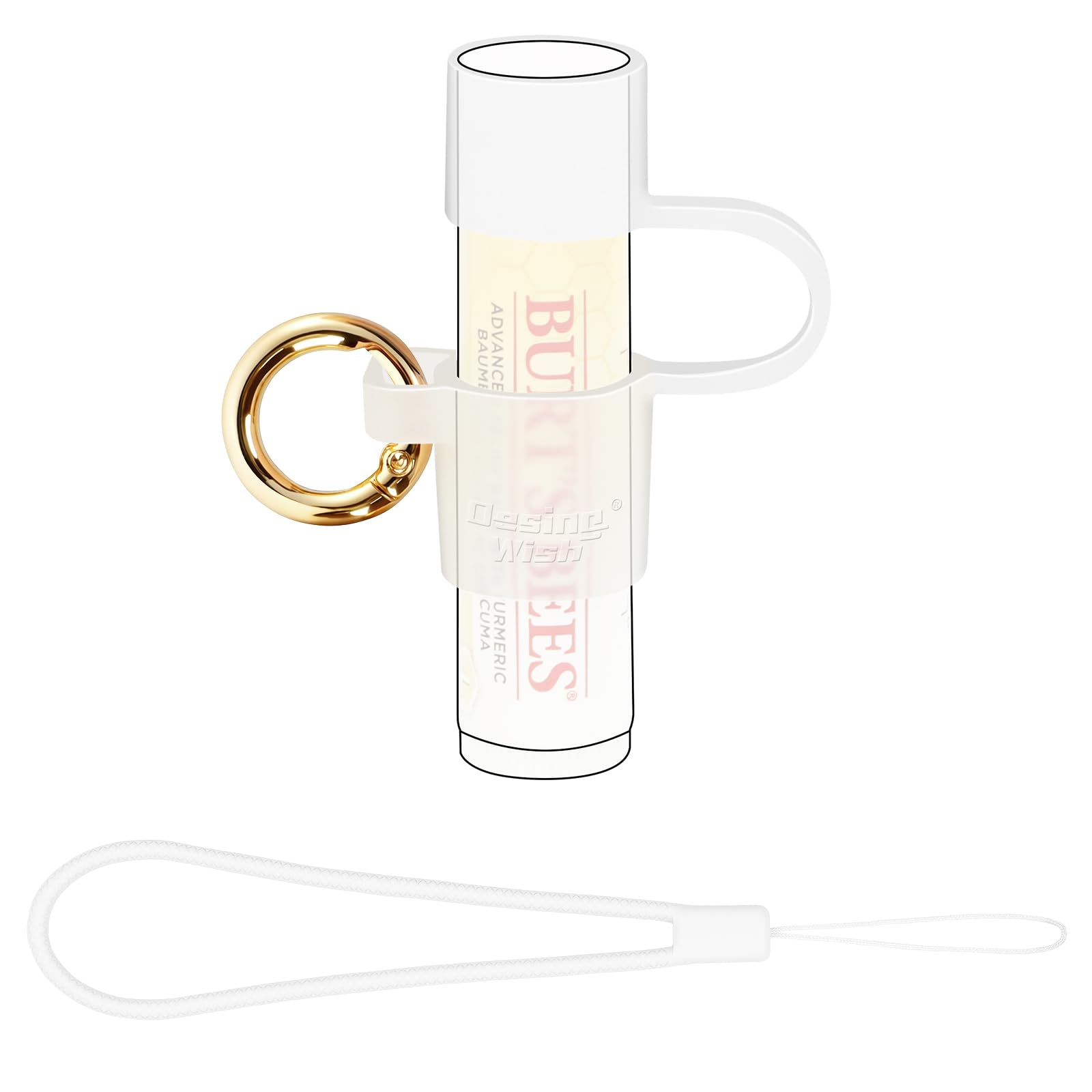 Desing Wish Silicone Chapstick Holder with Cap Cover, 0.6'' Diameter Portable Lip Balm Holder Key Chain Sleeve Chapstick Keychain Holder with Wrist